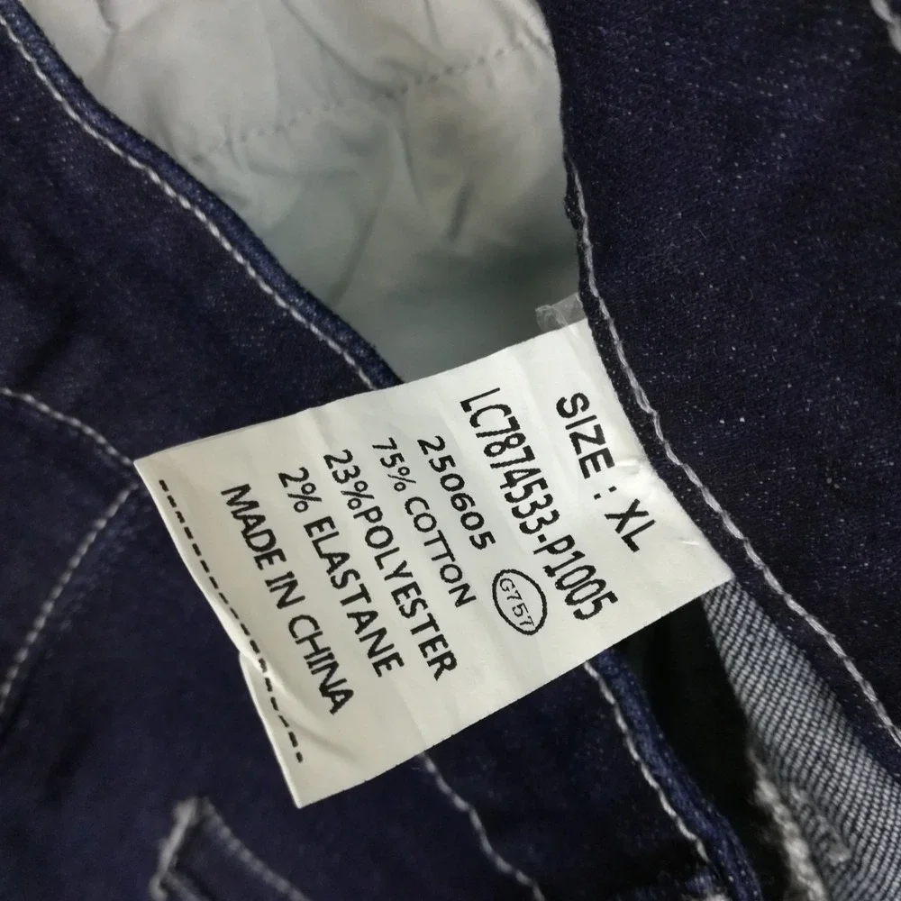 Luvamia Womens Jeans Cropped Blue Denim Dark Wash High Rise XL New